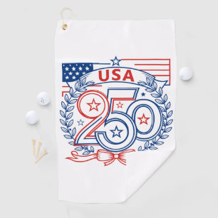 USA 250 Patriotic Anniversary Emblem Design Golf Towel