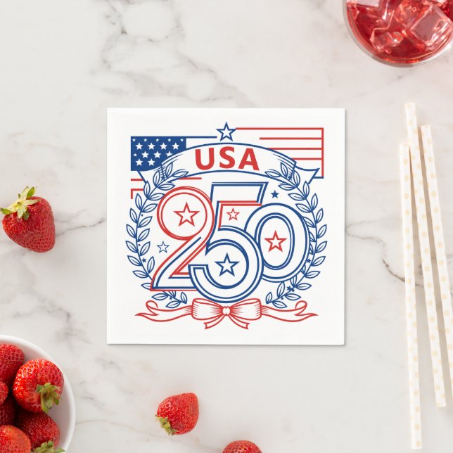 USA 250 Patriotic Anniversary Emblem Design Napkin (Insitu)