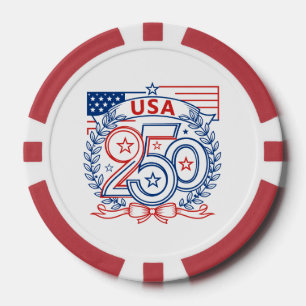 USA 250 Patriotic Anniversary Emblem Design Poker Chips