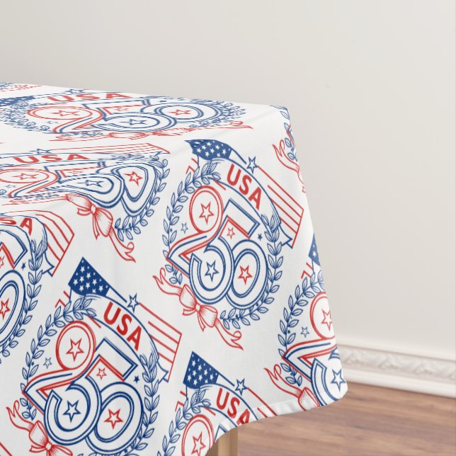 USA 250 Patriotic Anniversary Emblem Design Tablecloth (In Situ)