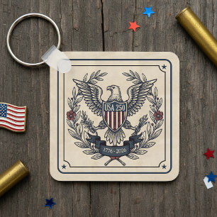 USA 250 Patriotic Eagle Heritage Motif Crm ID1299 Key Ring