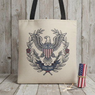 USA 250 Patriotic Eagle Heritage Motif Crm ID1299 Tote Bag