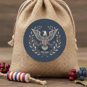 USA 250 Patriotic Eagle Heritage Motif Navy ID1299 Classic Round Sticker