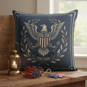 USA 250 Patriotic Eagle Heritage Motif Navy ID1299 Cushion