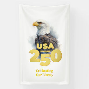 USA 250: Watercolor Bald Eagle & Gold Banner