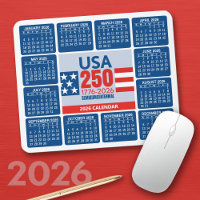 USA 250 with 2026 Calendar - Red White Blue