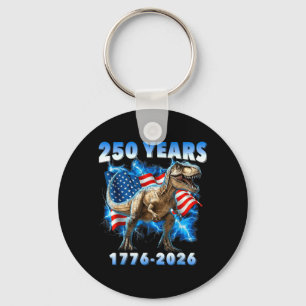 USA 250 Years 1776-2026 Dinosaur America Flag for Key Ring