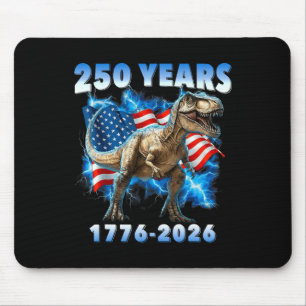 Usa 250 Years 1776-2026 Dinosaur America Flag For Mouse Pad