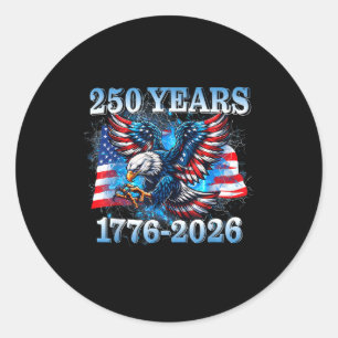 Usa 250 Years 1776-2026 Eagle American Flag Boys M Classic Round Sticker