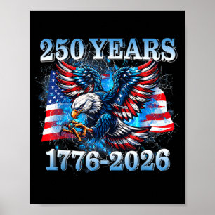 Usa 250 years 1776-2026 eagle american flag boysUs Poster