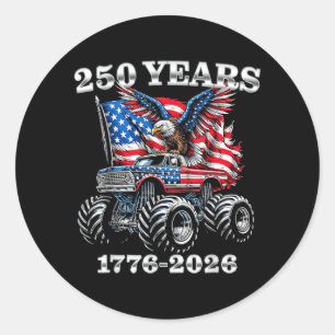 USA 250 Years 1776-2026 Eagle Monster Truck Boys Classic Round Sticker