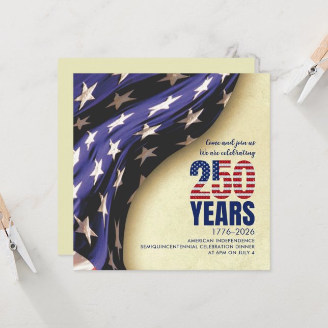 USA 250 Years American Independence Birthday Invitation (Front/Back In Situ)