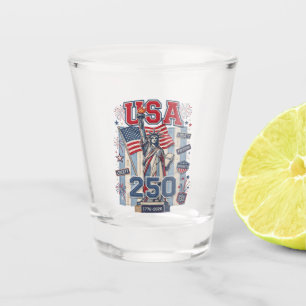 USA 250 Years Anniversary Freedom 4th of July Shot Glass