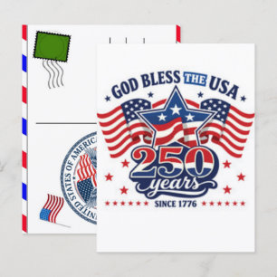 USA 250 Years Celebration: America 1776–2026 Holiday Postcard
