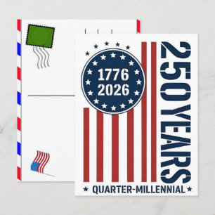 USA 250 Years Celebration: America 1776–2026 Holiday Postcard