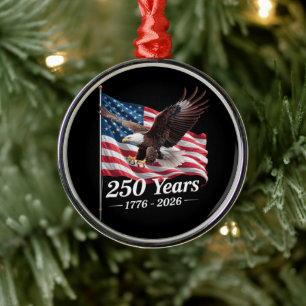 USA 250 Years Eagle 1776-2026 Flag Metal Tree Decoration