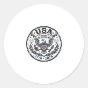 USA 250 Years Freedom Vintage Eagle Badge Shirt_1 Classic Round Sticker