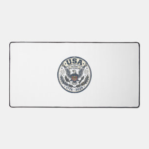 USA 250 Years Freedom Vintage Eagle Badge Shirt_1 Desk Mat