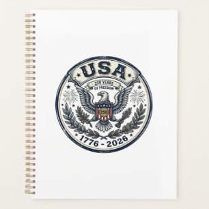 USA 250 Years Freedom Vintage Eagle Badge Shirt_1 Planner