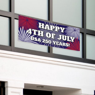 USA 250 years Happy 4th of July fireworks party Banner