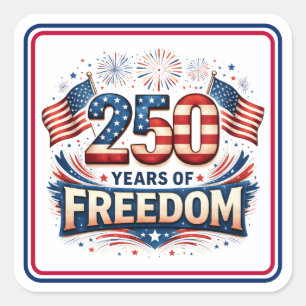 USA 250 Years Of Freedom American Flag Design Square Sticker