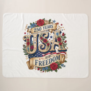 usa 250 years of freedom floral americana sherpa blanket