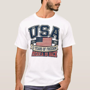 USA 250 Years of Freedom Men's Patriotic America  T-Shirt