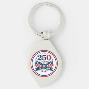 USA 250 Years Of Freedom Patriotic Eagle Design Key Ring