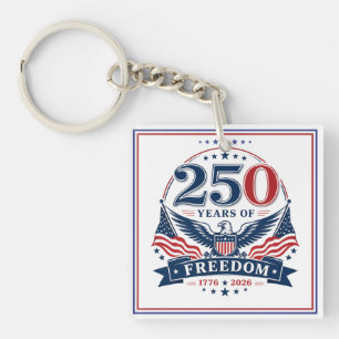 USA 250 Years Of Freedom Patriotic Eagle Design Key Ring