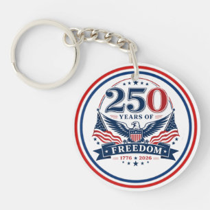 USA 250 Years Of Freedom Patriotic Eagle Design Key Ring