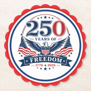 USA 250 Years Of Freedom Patriotic Eagle Design Paper Coaster