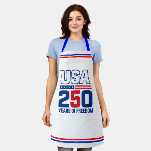 USA 250 Years Of Freedom Patriotic Flag Design Apron
