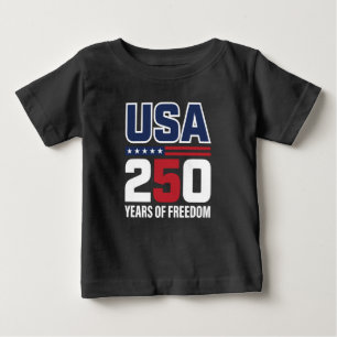 USA 250 Years Of Freedom Patriotic Flag Design Baby T-Shirt