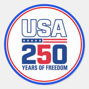 USA 250 Years Of Freedom Patriotic Flag Design Classic Round Sticker