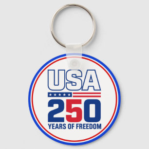 USA 250 Years Of Freedom Patriotic Flag Design Key Ring