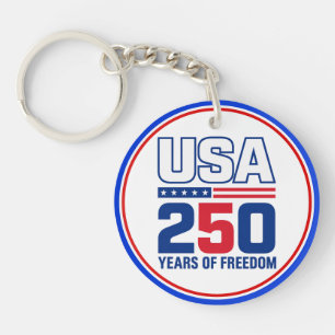 USA 250 Years Of Freedom Patriotic Flag Design Key Ring