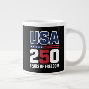 USA 250 Years Of Freedom Patriotic Flag Design Large Coffee Mug