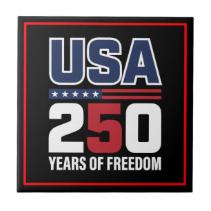 USA 250 Years Of Freedom Patriotic Flag Design Tile