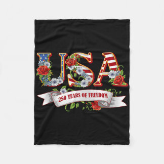 Usa 250 Years Of Freedom Patriotic Wildflower 4th Fleece Blanket