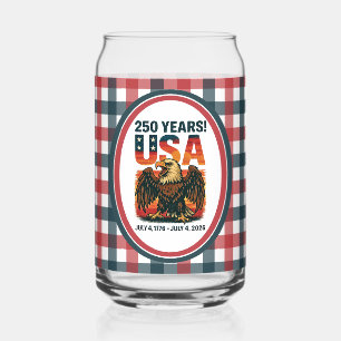 USA 250 Years – Patriotic Bald Eagle July 4th 2026 Can Glass