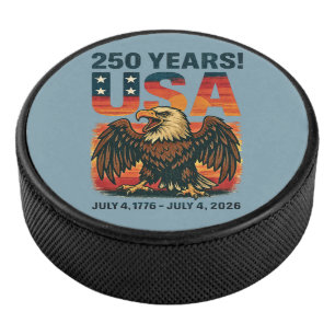 USA 250 Years – Patriotic Bald Eagle July 4th 2026 Hockey Puck
