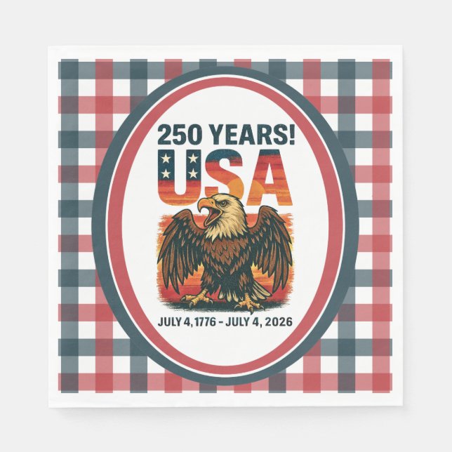 USA 250 Years – Patriotic Bald Eagle July 4th 2026 Napkin (Front)