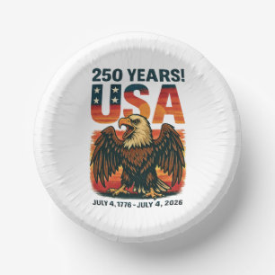 USA 250 Years – Patriotic Bald Eagle July 4th 2026 Paper Plate