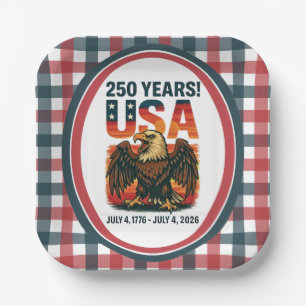 USA 250 Years – Patriotic Bald Eagle July 4th 2026 Paper Plate