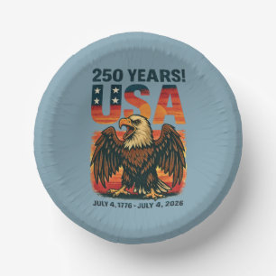 USA 250 Years – Patriotic Bald Eagle July 4th 2026 Paper Plate