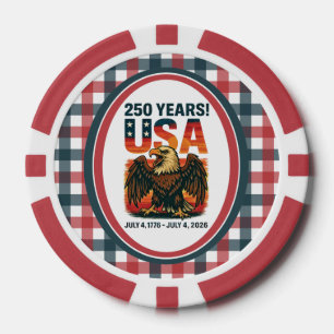 USA 250 Years – Patriotic Bald Eagle July 4th 2026 Poker Chips