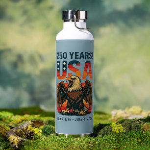 USA 250 Years – Patriotic Bald Eagle July 4th 2026 Water Bottle