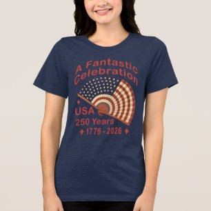 USA 250 Years Patriotic Fan Design – 1776-2026  Tri-Blend Shirt