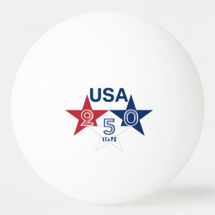 USA 250 Years - Red blue and white stars design Ping Pong Ball