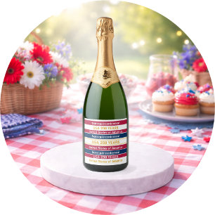 USA 250 Years Semiquincentennial Patriotic Stripes Sparkling Wine Label
